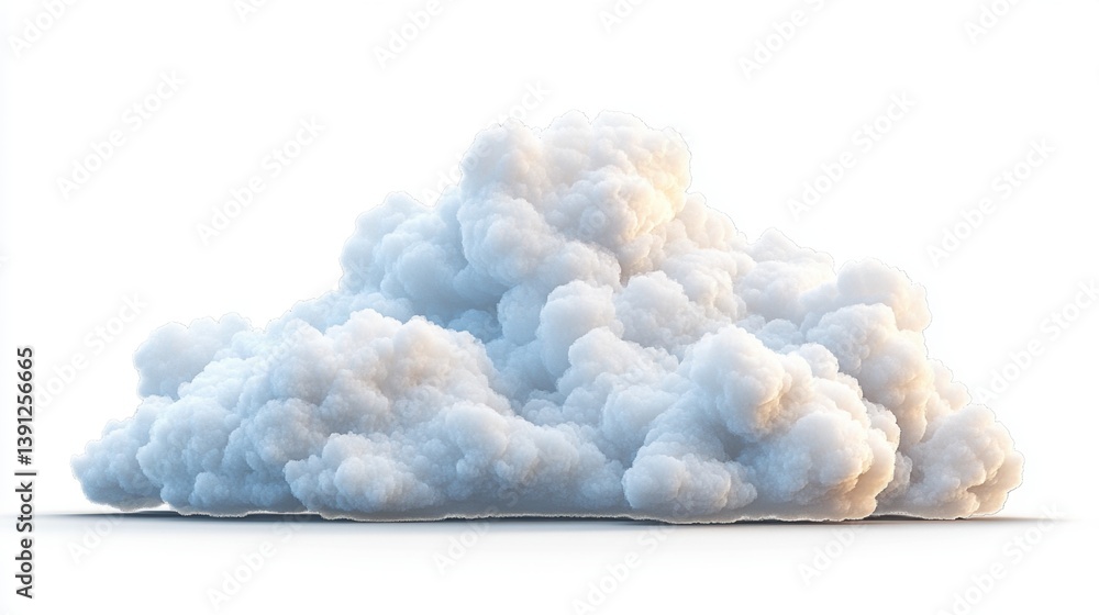 Poster fluffy white cloud isolated on white background creating a dreamy atmosphere perfect for sky and wea