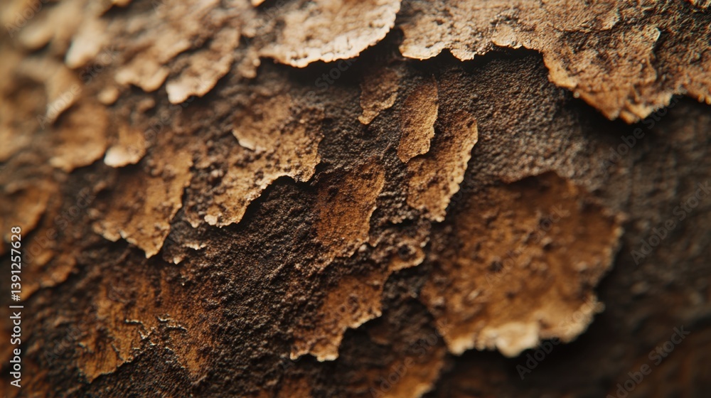Poster captivating close up of aged tree bark texture with rich brown tones and natural patterns for backgr
