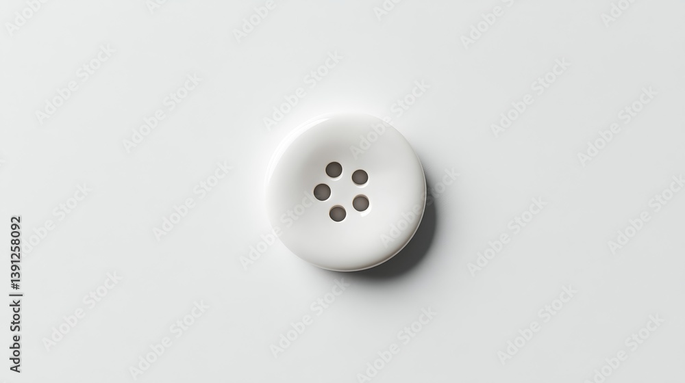 Poster white button with holes isolated on light background for design use