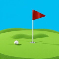 Golf ball aiming at hole