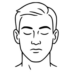 Serene Silence Man Face | A calm, peaceful face face with closed eyes, relaxed lips.