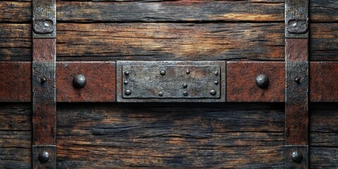 Fototapeta premium Aged Wooden Chest with Iron Bands