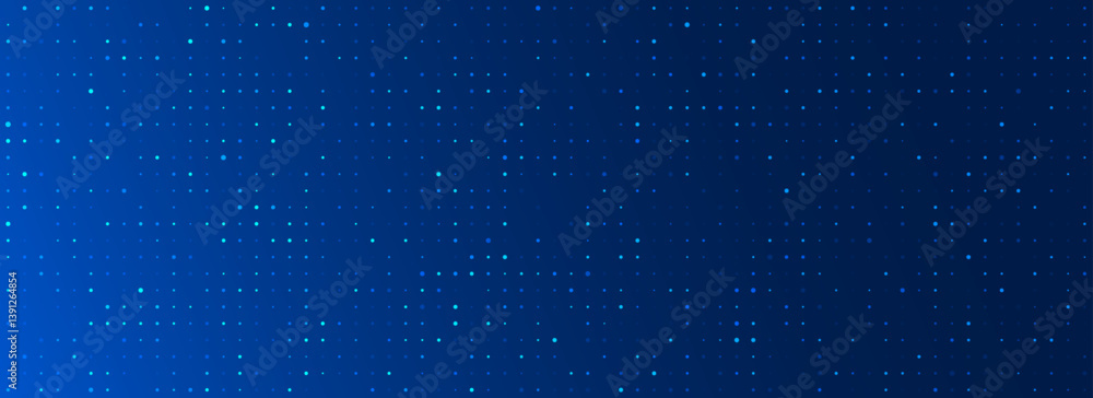 Poster Blue glowing pixel dot pattern. Abstract neon grid wallpaper. Navy color mosaic pattern backdrop. Vector modern technology, business, science, healthcare, medicine, presentation design background