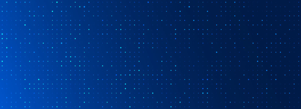 Blue glowing pixel dot pattern. Abstract neon grid wallpaper. Navy color mosaic pattern backdrop. Vector modern technology, business, science, healthcare, medicine, presentation design background