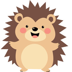 Cute cartoon hedgehog with open arms, big eyes, and a happy smile. Perfect for kids’ content, woodland themes, educational designs, animal illustrations, or fun and friendly characters.