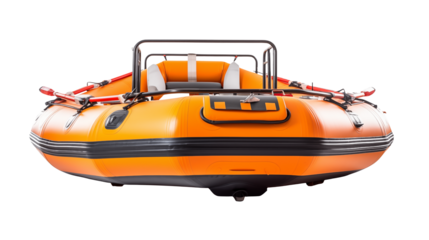 Orange Inflatable Raft on Black Background Water Sports a transparent background