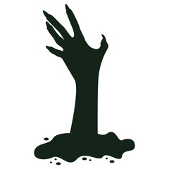 Spooky Halloween Zombie Hand Silhouette. Isolated Vector Illustration