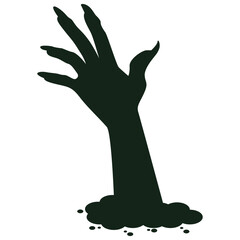 Spooky Halloween Zombie Hand Silhouette. Isolated Vector Illustration