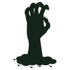 Spooky Halloween Zombie Hand Silhouette. Isolated Vector Illustration