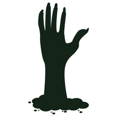 Spooky Halloween Zombie Hand Silhouette. Isolated Vector Illustration