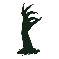 Spooky Halloween Zombie Hand Silhouette. Isolated Vector Illustration