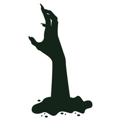 Spooky Halloween Zombie Hand Silhouette. Isolated Vector Illustration