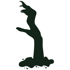Spooky Halloween Zombie Hand Silhouette. Isolated Vector Illustration