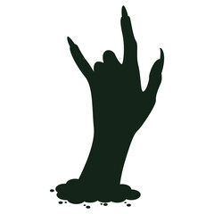 Obraz premium Spooky Halloween Zombie Hand Silhouette. Isolated Vector Illustration