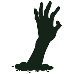 Spooky Halloween Zombie Hand Silhouette. Isolated Vector Illustration