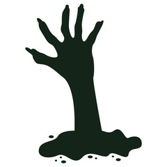 Spooky Halloween Zombie Hand Silhouette. Isolated Vector Illustration