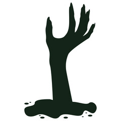 Spooky Halloween Zombie Hand Silhouette. Isolated Vector Illustration