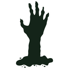 Spooky Halloween Zombie Hand Silhouette. Isolated Vector Illustration