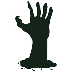 Spooky Halloween Zombie Hand Silhouette. Isolated Vector Illustration