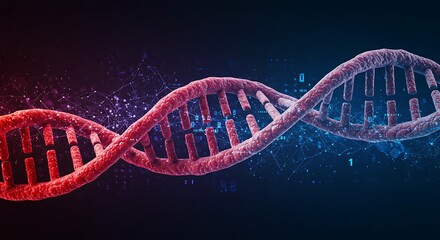 Obraz premium Red glowing DNA double helix strand