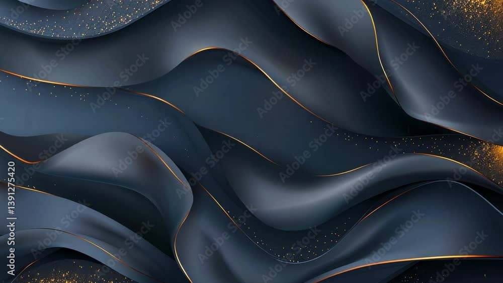 Poster elegant modern design flowing abstract background with dark waves and golden texture, creating depth