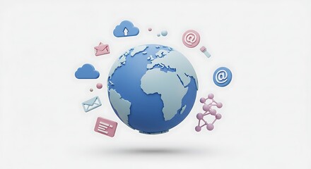 3D globe with cloud computing icons