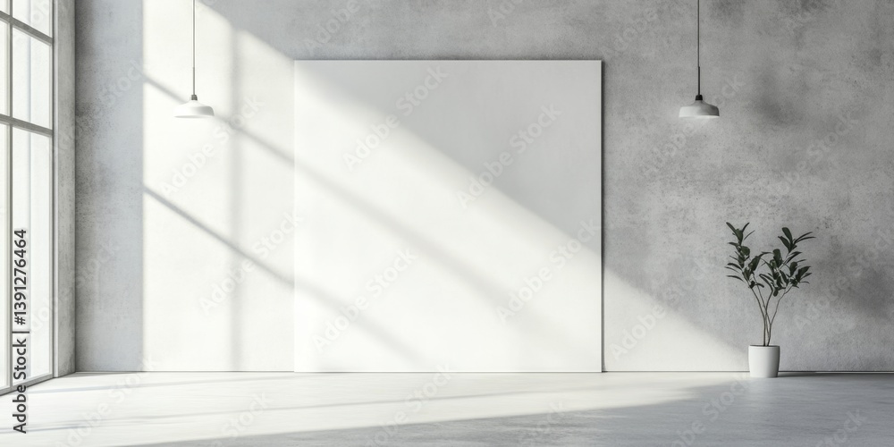 Poster modern minimalist room with empty canvas