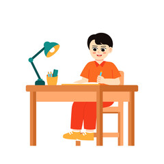 Doing Homework 1 Boy doing Homework at Desk