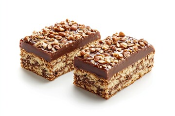 A realistic photo of Hazelnut Praline Cake, hyper-realistic, isolated on white