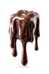 Obraz premium Decadent cube of glossy chocolate dripping with rich brown liquid on a clean white background studio shot