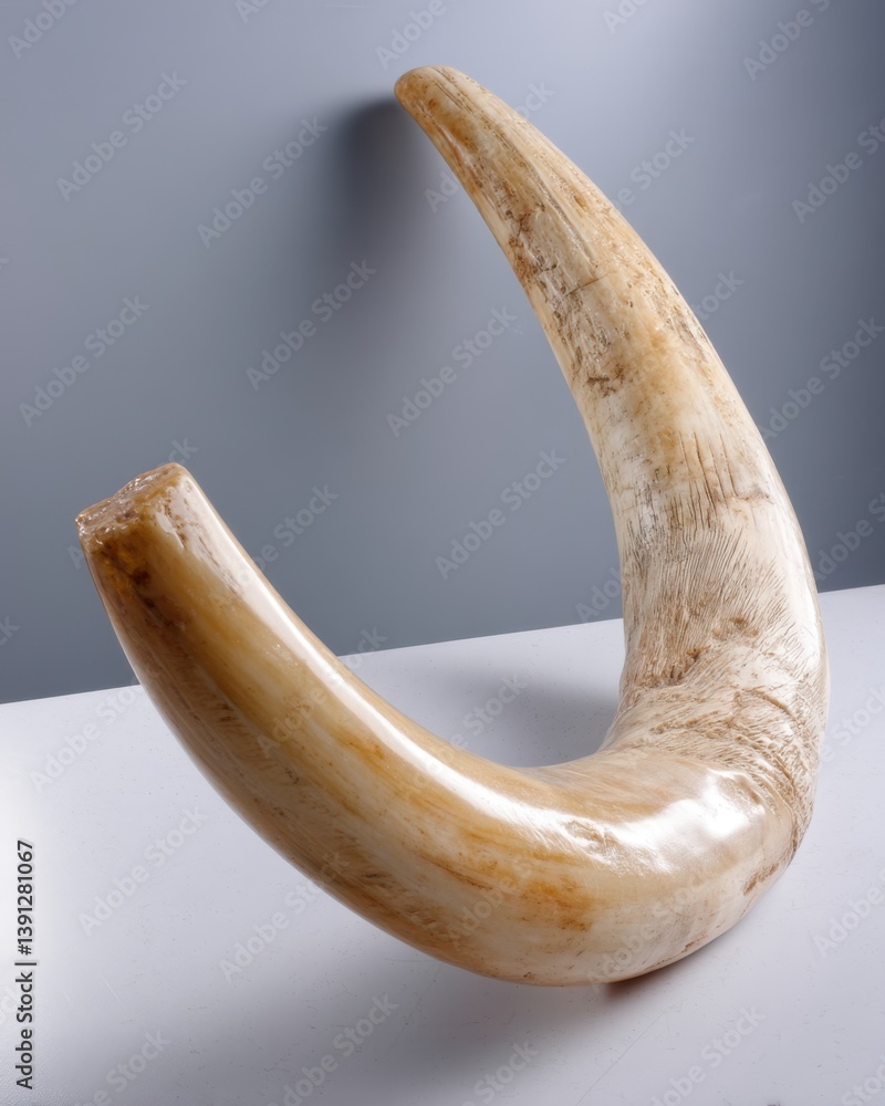 Aufkleber curved tusk in studio setting with gray background showcasing texture and form for natural history a