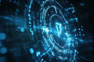 Futuristic digital interface with glowing circuit board elements