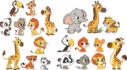 set of cartoon animals