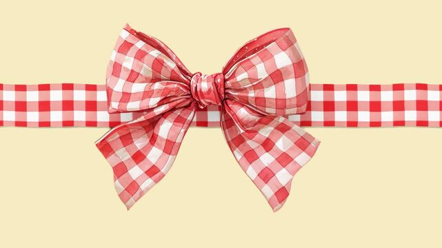Checkered bow on ribbon animated overlay, transparent 4K video, alpha channel, ProRes 4444