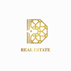 Letter D Logo With Ornament Islamic Pattern Logo Design