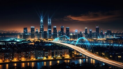 Obraz premium night view of the city