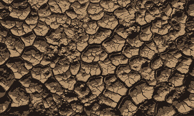 Cracked dry earth texture in earthy brown tones. A detailed and organic pattern representing drought, desert, or natural soil surface.