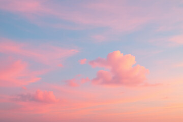 Fototapeta premium Beautiful pink and blue sunset sky with soft clouds at dusk