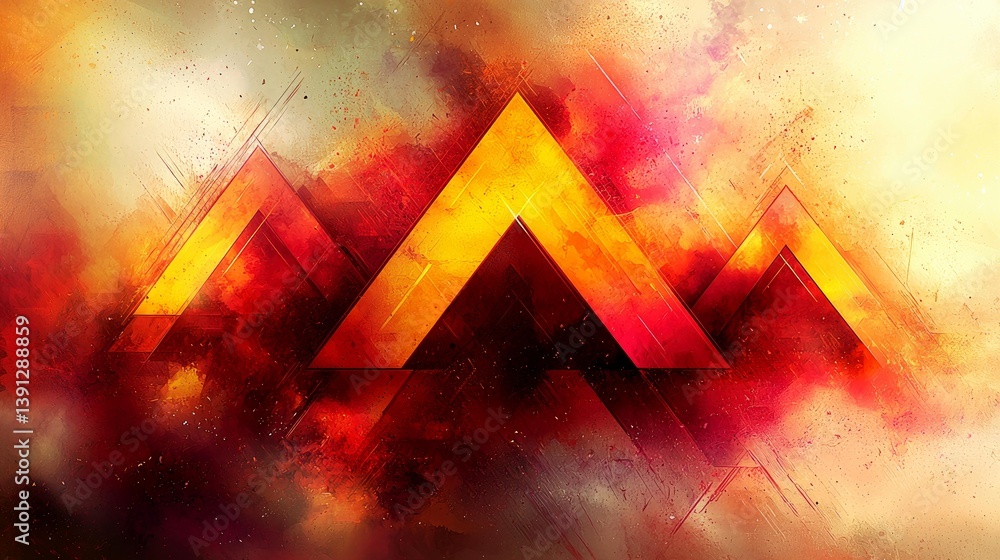 Poster fiery abstract triangles: a dynamic and vibrant geometric artwork