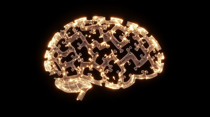 Creative Representation of a Glowing Brain With Musical Notes Designed in a Modern Artistic Style