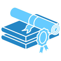 Diploma isometric 3D dual tone icon, mini illustration. use for modern concept, print, UI, UX kit, web and app development. Vector EPS 10, related to learning and education, science