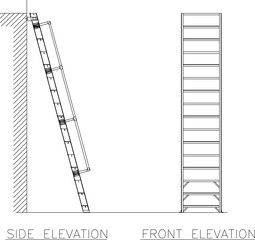 silhouette design vector illustration sketch Ladder and stepladder for emergency stairs 