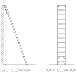 silhouette design vector illustration sketch Ladder and stepladder