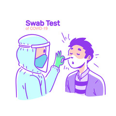 COVID Swab Test Cartoon – Medical Procedure Illustration