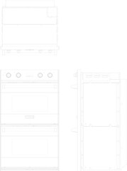 silhouette design vector illustration sketch of modern cooking appliance oven furniture for heating food in the kitchen