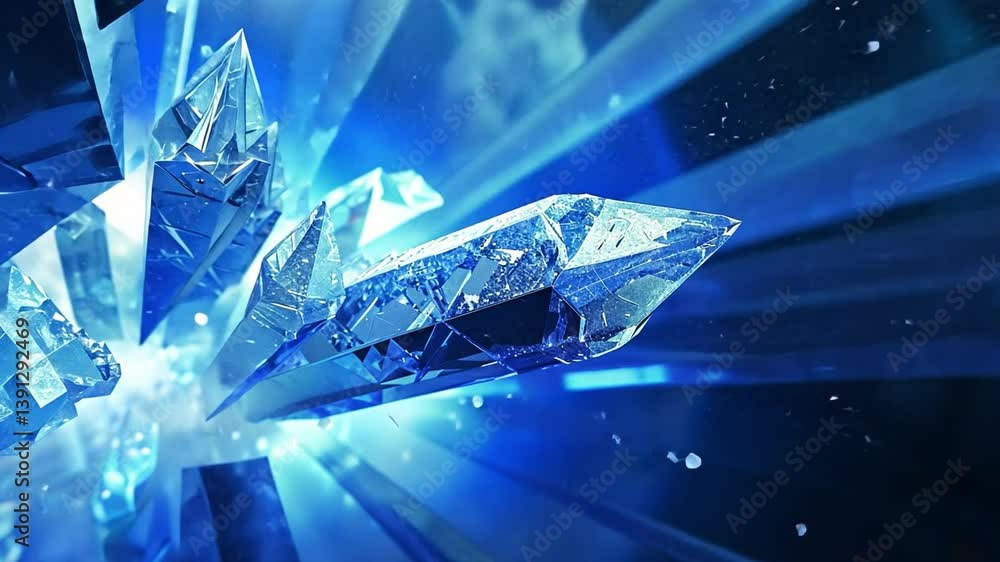 Aufkleber vibrant blue crystal shards stunning display of light and beauty, creating mesmerizing effect that e