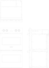 silhouette design vector illustration sketch of modern cooking appliance oven furniture for heating food in the kitchen