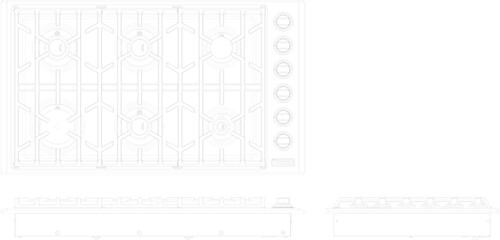 silhouette design vector illustration sketch of modern hob in Kitchen Cabinets set modern kitchen interior