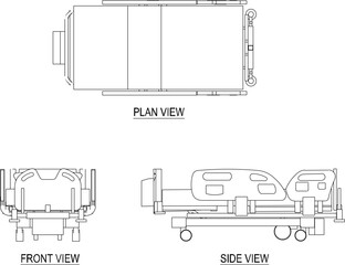 silhouette design vector illustration sketch of maternity medical beds for health clinic and hospital