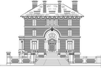 silhouette design vector illustration sketch of classic old house vintage mansion horror